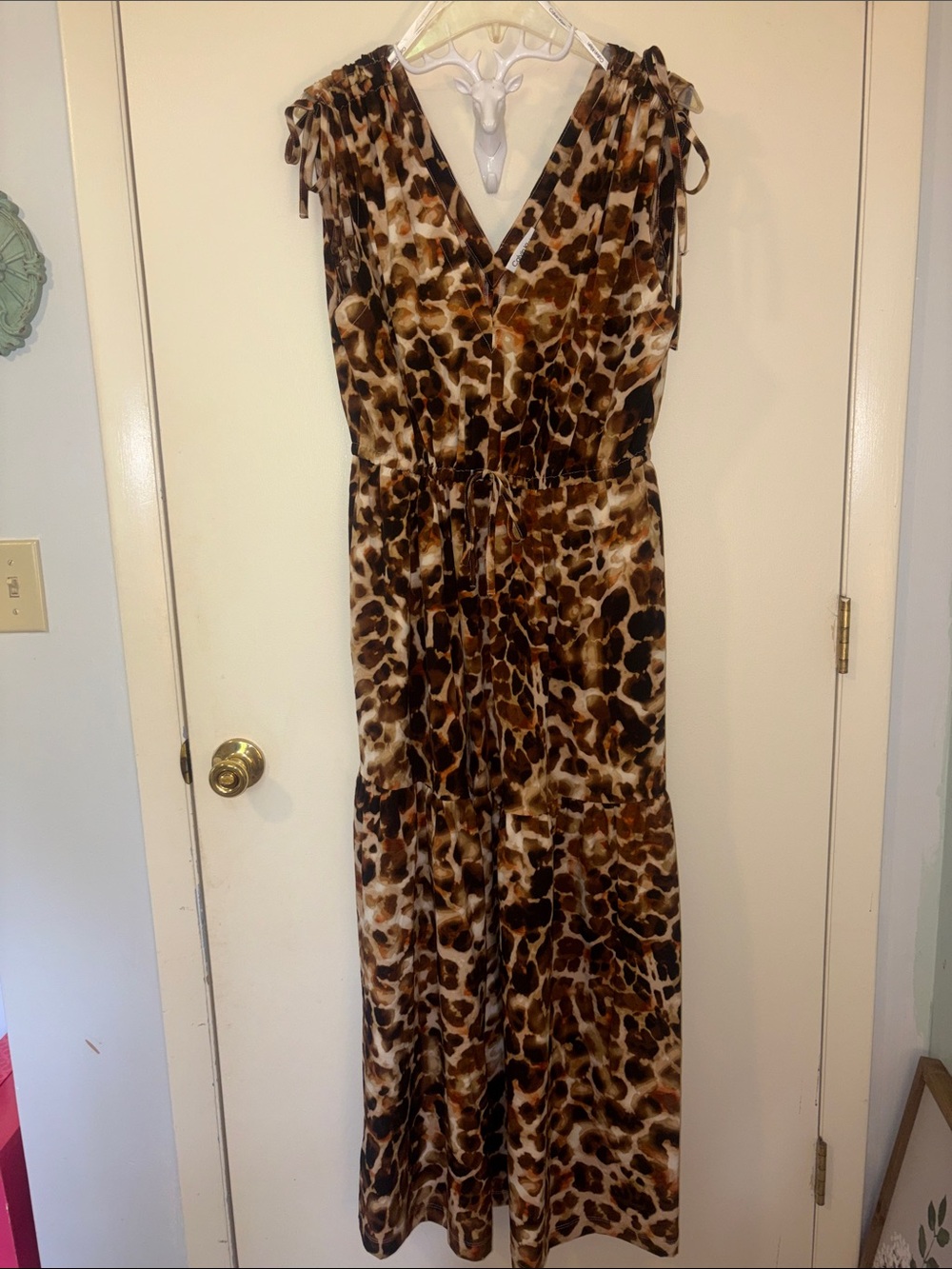 Calvin Klein Brown Leopard Print Maxi Dress
